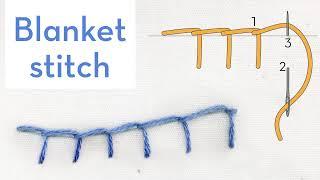 Blanket Stitch - How to quick video tutorial - hand embroidery stitches for beginners