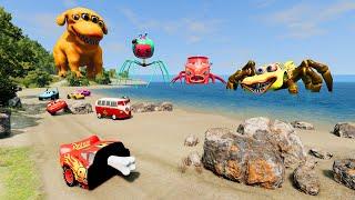 Epic Escape From Lightning Mcqueen Kuyang, Yellow Bus Eater Spider, Remy Dog Monster