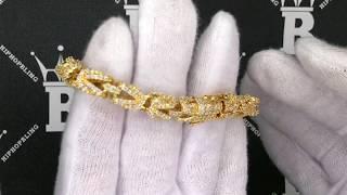 Gold Turkish 3D Link Iced Out Hip Hop Bracelet | Bling Bling Jewelry | MBB306G