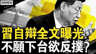 習自辯全文曝光，稱取得系列成就；推責任不願下台，習醞釀反撲？習近平失算招禍，老軍頭挺張又俠【新聞看點 李沐陽5.26】