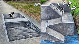 How to paint Funny 3D art on the road for fun