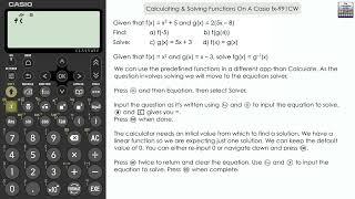 Calculating & Solving Functions On A Casio fx-991CW Classwiz Calculator | f(x) g(x)