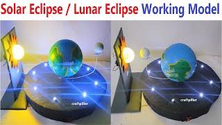 solar eclipse - lunar eclipse - earth rotation working model (3d) science project - diy  craftpiller