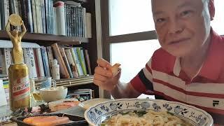 가쓰오우동 초밥 명란 캔맥주 #김학철먹방 #mukbang #흑수돌