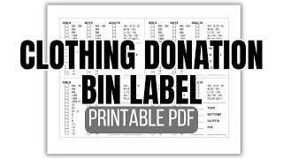 Clothing Donation Bin Label Printable (PDF)
