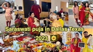 Celebrating Saraswati Puja (anjali/hathe khori) in America  2023 | #bengalivlog #theparadisetales