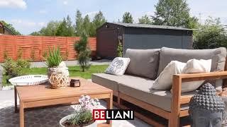 BELIANI - 4 Seater Acacia Wood Garden Corner Sofa Set Grey TIMOR