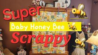 Super Scrappy Baby Honey Bee Quilt Top, Orphaned Block Quilt, Easy Super Scrapbuster Quilt