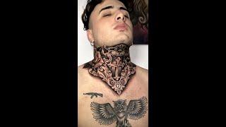 Amazing cross neck tattoo by Juan Sanchez @juansancheztattoo from @venicetattoolovers!