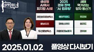 레인보우로보틱스 에이직랜드 우리넷 로보티즈 큐에스아이 쏠리드 두산로보틱스 자람테크놀로지 코위버 가온칩스 M83 에스와이스틸텍 엘앤에프 | 마켓 위너 (20250102)