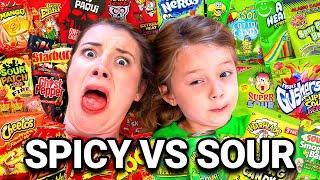 Eating SPICY vs SOUR Foods From a Mystery Box!!