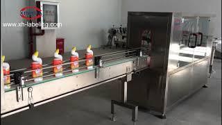 double head shrink sleeve labeling machine for cleaner bottle