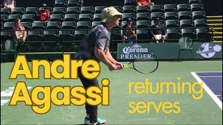 Andre Agassi back on tennis court returning serves!