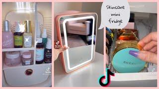 [ASMR] 10 minute Skincare Mini Fridge restock and  Organizing drawer/ TikTok compilation # 13 