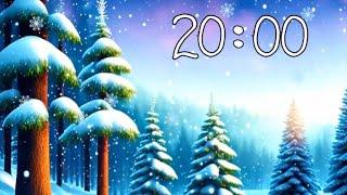 20 Minute Winter Countdown Timer With Animated Snow and Music ️