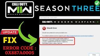 Warzone 2 Season 3 directX error with Error code 0x887A0005 Fix