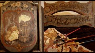 ASMR Painting a Wooden Tavern Sign