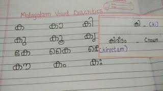 Malayalam Alphabet Vowel Diacritics - Ka(ക )/Malayalam Aksharamaala/ ക ,കാ ,കി ,കീ in two line copy