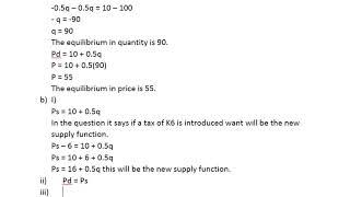 JOE SIWALE How to find the equilibrium in price and quantity and division of tax.