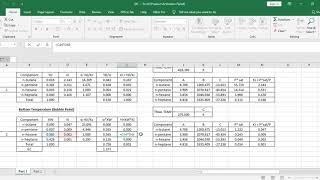 Microsoft Excel -  Multicomponent Distillation Column Calculation Sample