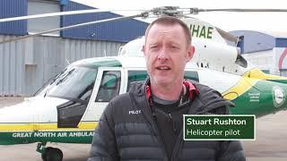 The Great North Air Ambulance Service's Pride of Cumbria II helicopter lands at her new home