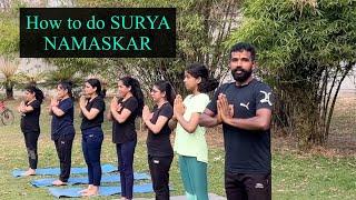 Step by Step Surya Namaskar / How to do Surya Namaskar / Yoga for weight loss & Fatloss / #trending