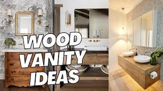 Warm Wooden Vanity for Bathroom. Bathroom Furniture Vanity Ideas with Timber.