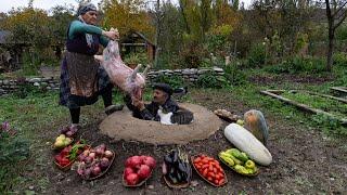 Old Style Cooking Lamb in Underground Tandoor