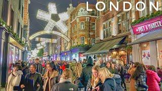 2024 London Christmas Lights & Carnaby Street, Regent Street, Oxford St, London Winter Walk [4K HDR]