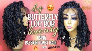 BUTTERFLY LOCS Tutorial  DIY Curly Distressed Faux Loc Bob FRONTAL WIG  feat SAIMISU Amazon