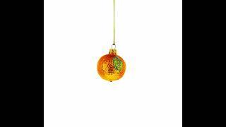 Orange with Shiny Leaf Glass Christmas Ornament (AA-091)