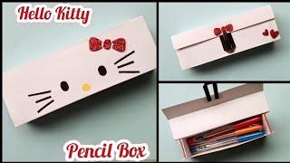 DIY Hello Kitty Pencil Box ll How to make a pencil box ll paper craft ll Hello Kitty Box#shorts