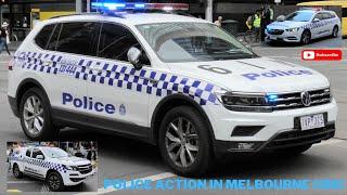 VICPOL // AV - Multiple Vehicles - Responding & On Scene | Police Incidents, Melbourne CBD