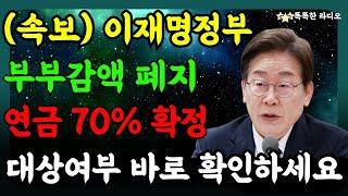 (긴급) 이재명정부 연금 70% 확정!! 부부감액 폐지, 대상여부 바로 확인하세요!! #기초연금수급대상 #기초연금대상 #국민연금조기수령 #노인일자리정보 #평생교육바우처 #안마바우처