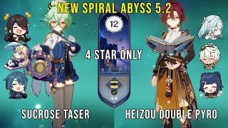 NEW Genshin Impact Abyss 5.2 | Sucrose Taser and Heizou Double Pyro | Floor 12 9 Stars