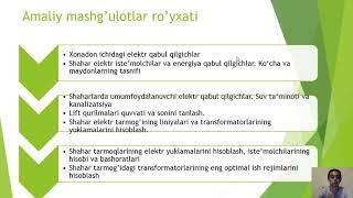 Shaharlar elektr ta'minoti o'quv kursi haqida