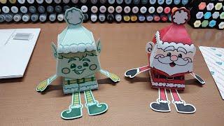 HSN Diamond Press Santa and Elf bobble head favor box stamp and die set, let's make a treat box!