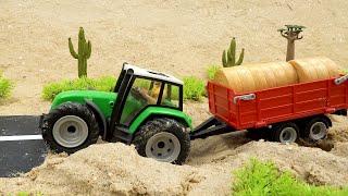 Tractor stuck in sand gets help from police car | Toys car collection by Bibo Toys