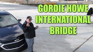 Gordie Howe International Bridge in Detroit, Michigan  Survol du site du pont canadien et américain