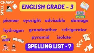 English Grade 3 Spelling List 7