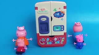 4 Minutes Satisfying with Unboxing Toy Peppa Pig and a Refrigerator Full of Drinks ASMR