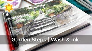 Garden Steps | Wash & Ink (Urban Sketching)