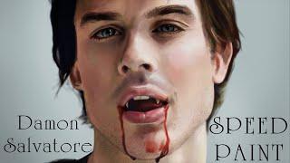 「Damon Salvatore」The Vampire Diaries -【SPEEDPAINT】| Photoshop CC 2020