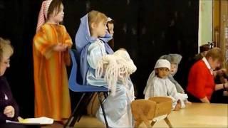 5 years old Julia's firs performance, Nativity play Julia as a Mary