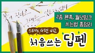 아날로그 감성 끝판왕 - 딥펜 캘리그라피 2종 펜촉, 월넛잉크 리뷰, 딥펜 쓰는 법, 사용법 총정리 - 손따라 다꾸하기