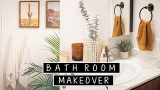 Extreme DIY Small Bathroom Makeover (Renter Friendly) | diy floor tiling & diy shelves