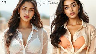 [4k] Real Indian Ai Art Lookbook Model - beautiful model - cami top +short +sheer Shirt #ai #model