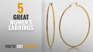 10 Best Hoops Gold Earrings [2018]: 2" Stunning Stainless Steel Yellow Gold Plated Hoop Earrings