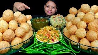 ASMR EATING SPICY PANI PURI CHALLENGE | GOLGAPPA/FUCHKA EATING CHALLENGE | SINGJU & CHILLI MUKBANG