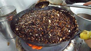 black bean noodles, lots of meat - korean street food